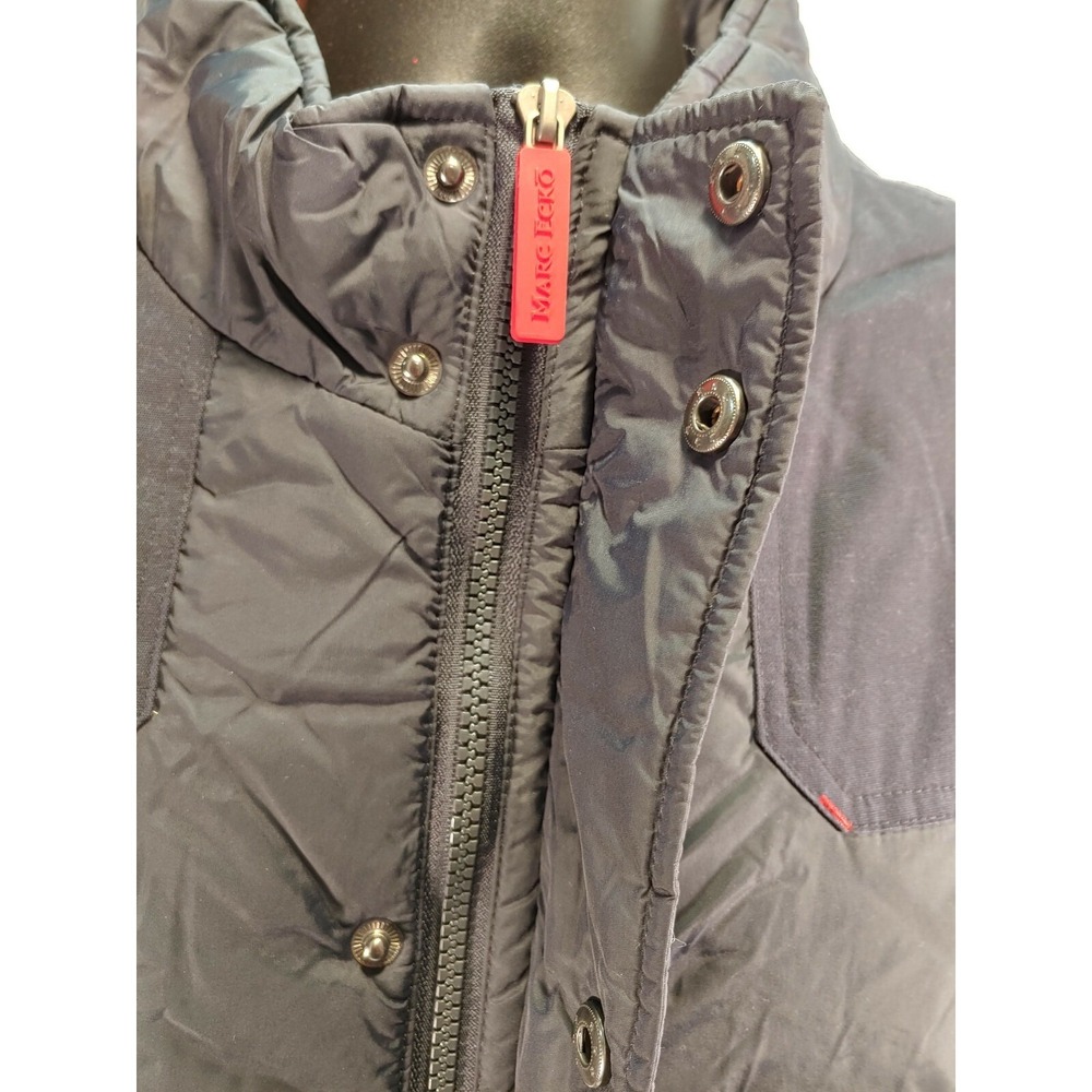 Marc Ecko Cut & Sew Mens XL Puffer Vest Navy Blue Quilted Full Zip Yellow Lining - Picture 6 of 6